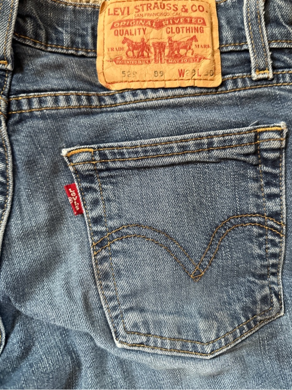 Vintage Y2K Levi’s 529 Low Rise Bootcut Flare Jeans W28 L30 Acid Wash Dark Wash